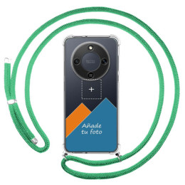 Personaliza tu Funda Colgante Transparente para Huawei Honor Magic 8 Lite 5G con Cordon Verde Agua Dibujo Personalizada