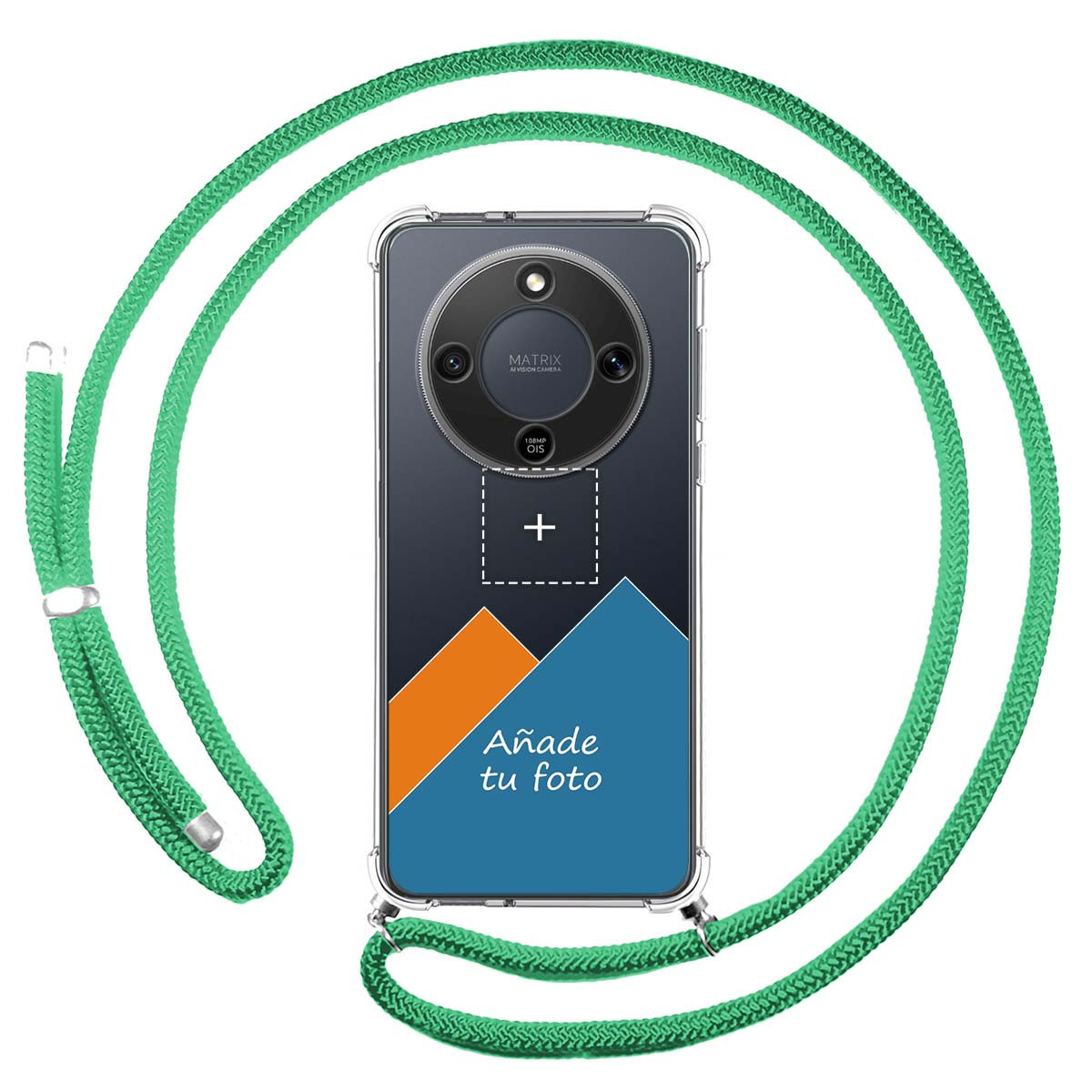Personaliza tu Funda Colgante Transparente para Huawei Honor Magic 8 Lite 5G con Cordon Verde Agua Dibujo Personalizada