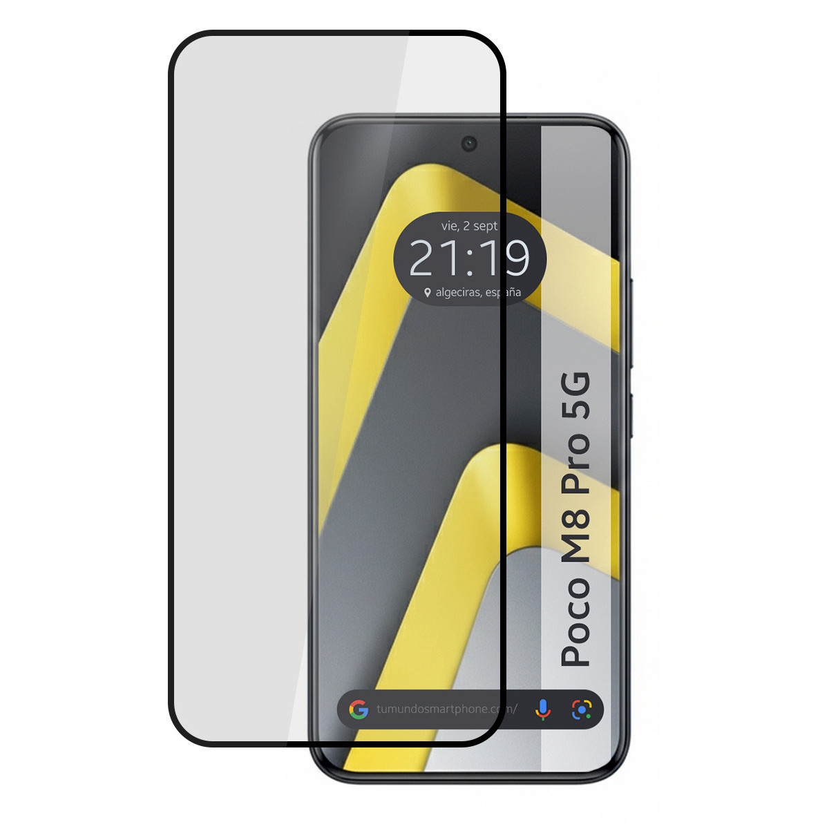 Protector Cristal Templado Curvo 5D Full Glue Negro para Xiaomi Poco M8 Pro 5G Vidrio