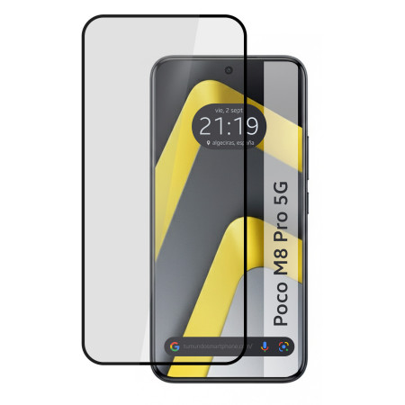 Protector Cristal Templado Curvo 5D Full Glue Negro para Xiaomi Poco M8 Pro 5G Vidrio
