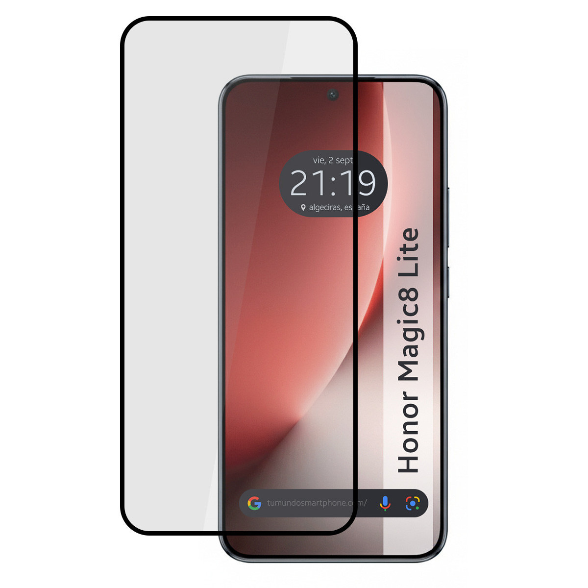 Protector Cristal Templado Completo 5D Full Glue Negro para Huawei Honor Magic 8 Lite 5G Vidrio