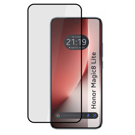 Protector Cristal Templado Completo 5D Full Glue Negro para Huawei Honor Magic 8 Lite 5G Vidrio