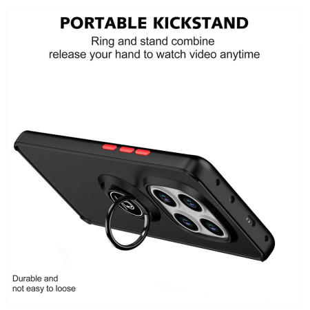 Funda Mate con Borde Negro y Anillo Giratorio 360 para Xiaomi Poco M8 5G