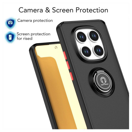 Funda Mate con Borde Negro y Anillo Giratorio 360 para Xiaomi Poco M8 5G