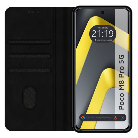 Funda Libro de Polipiel con tarjetero para Xiaomi Poco M8 Pro 5G color Negra