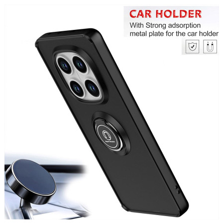 Funda Mate con Borde Negro y Anillo Giratorio 360 para Xiaomi Poco M8 Pro 5G