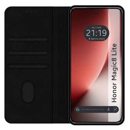 Funda Libro de Polipiel con tarjetero para Huawei Honor Magic 8 Lite 5G color Negra