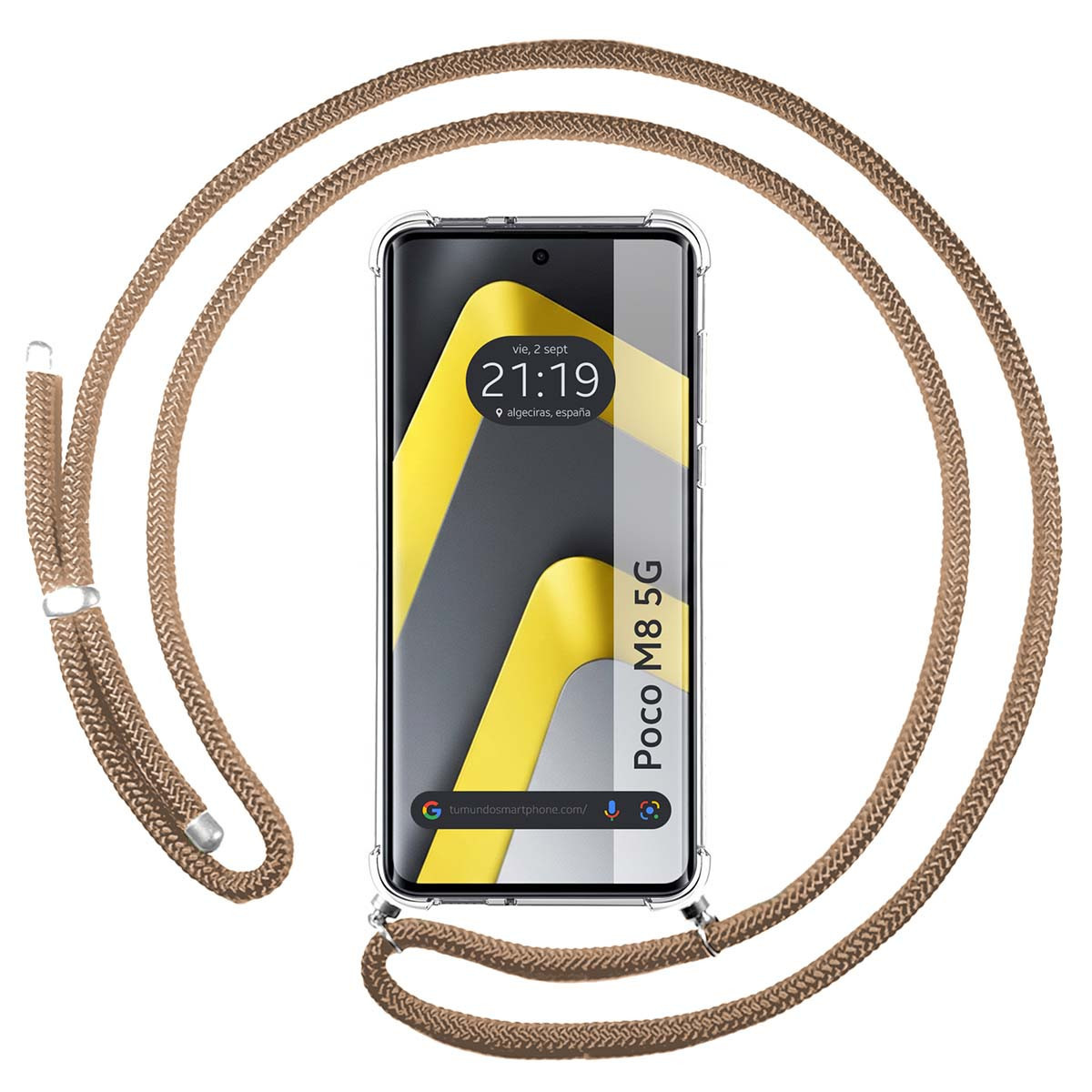 Funda Colgante Transparente para Xiaomi Poco M8 5G con Cordon Camel