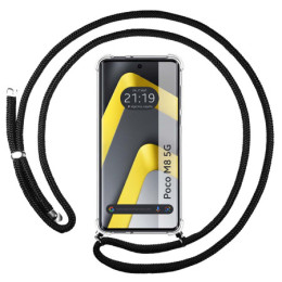 Funda Colgante Transparente para Xiaomi Poco M8 5G con Cordon Negro