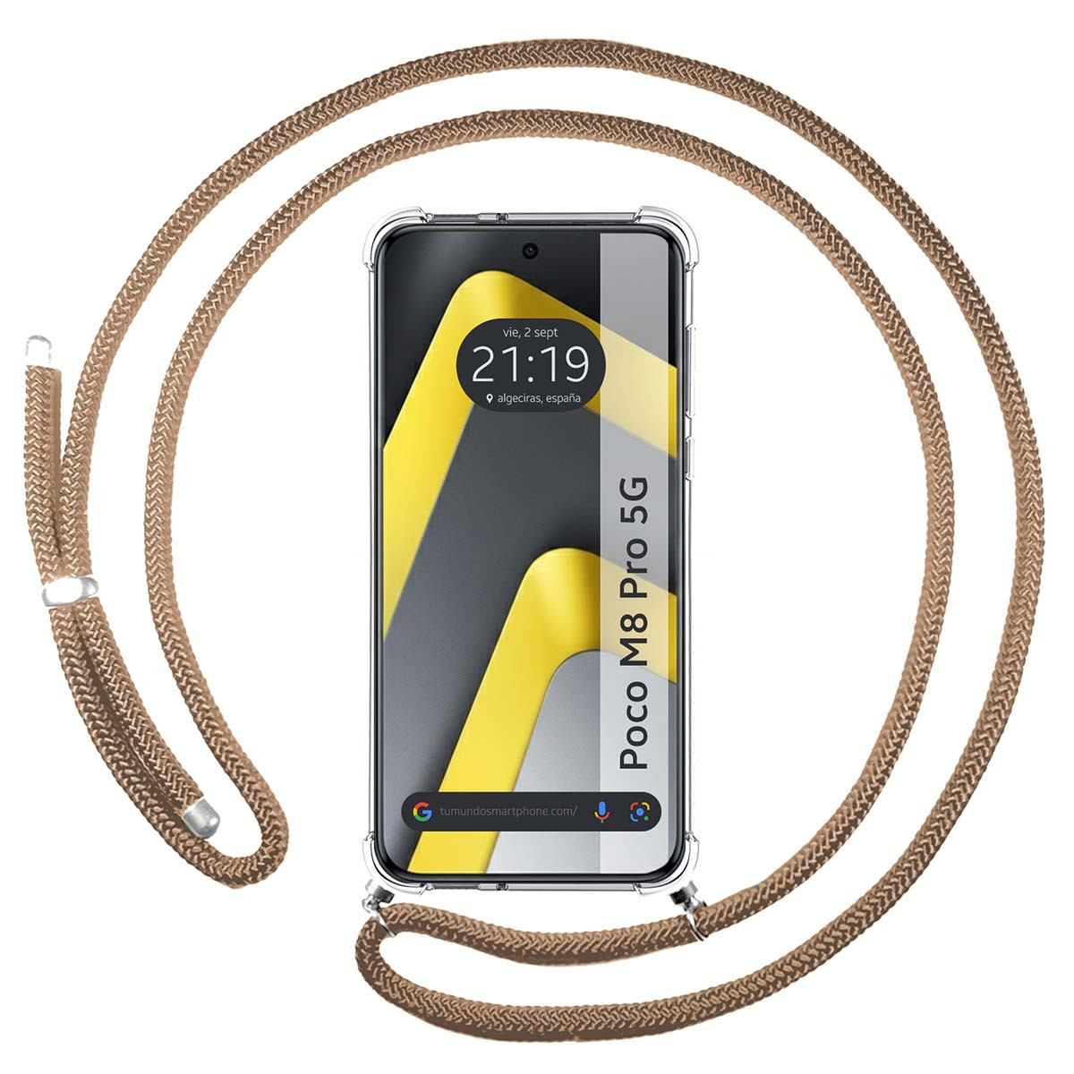 Funda Colgante Transparente para Xiaomi Poco M8 Pro 5G con Cordon Camel