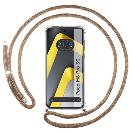 Funda Colgante Transparente para Xiaomi Poco M8 Pro 5G con Cordon Camel