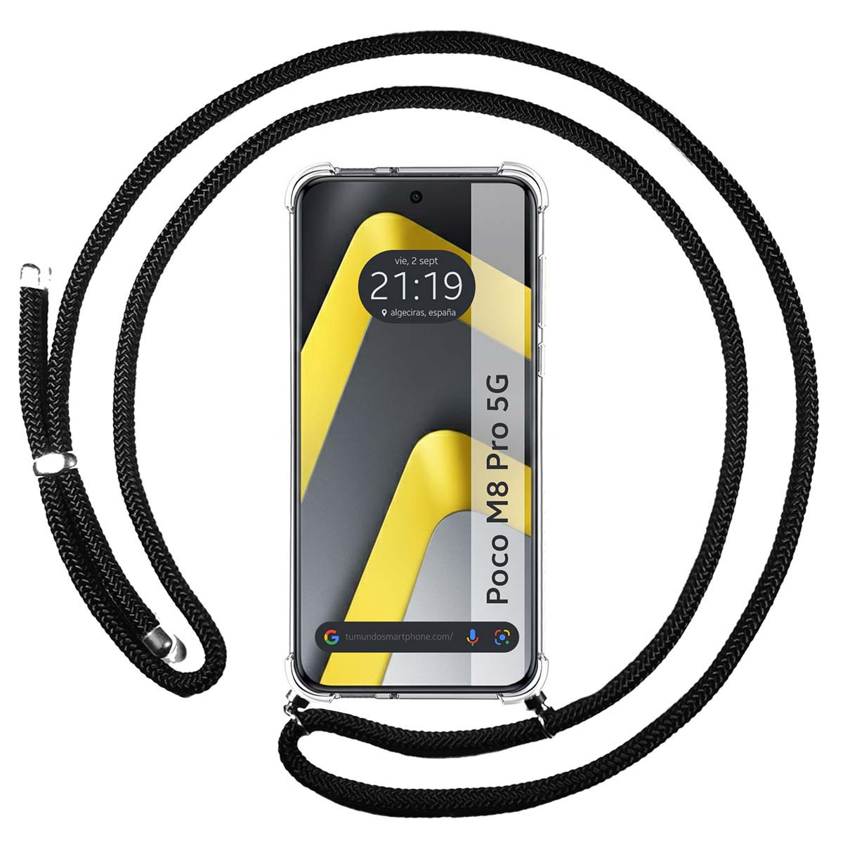 Funda Colgante Transparente para Xiaomi Poco M8 Pro 5G con Cordon Negro