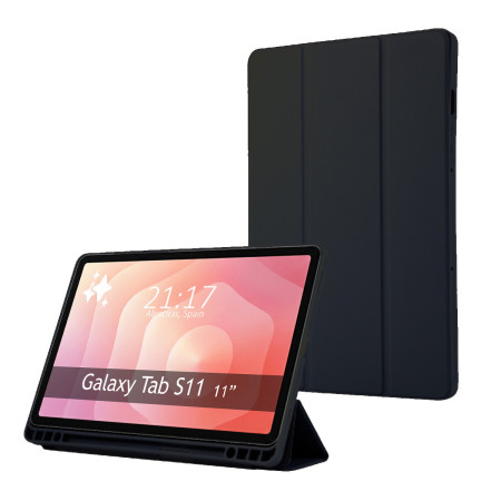 Funda con tapa Smart para Samsung Galaxy Tab S11 color Negra