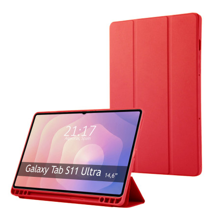 Funda con tapa Smart para Samsung Galaxy Tab S11 Ultra color Roja