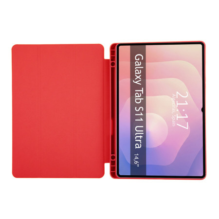 Funda con tapa Smart para Samsung Galaxy Tab S11 Ultra color Roja