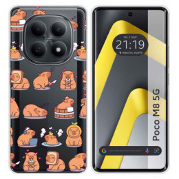 Funda Silicona Transparente para Xiaomi Poco M8 5G diseño Capibara 01 Dibujos