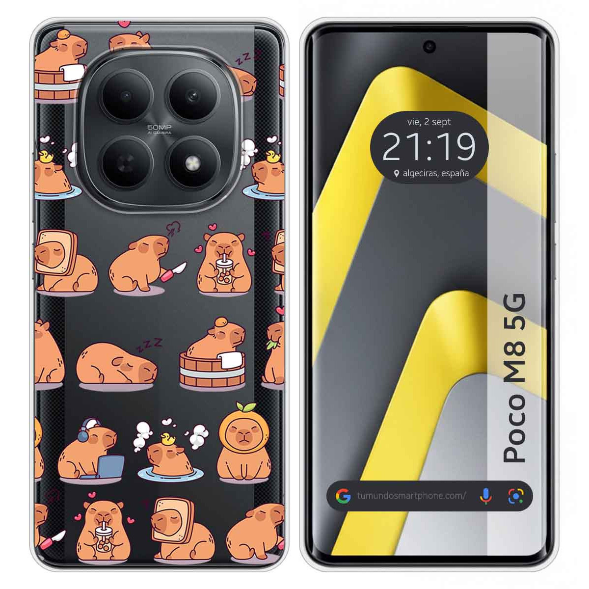Funda Silicona Transparente para Xiaomi Poco M8 5G diseño Capibara 01 Dibujos