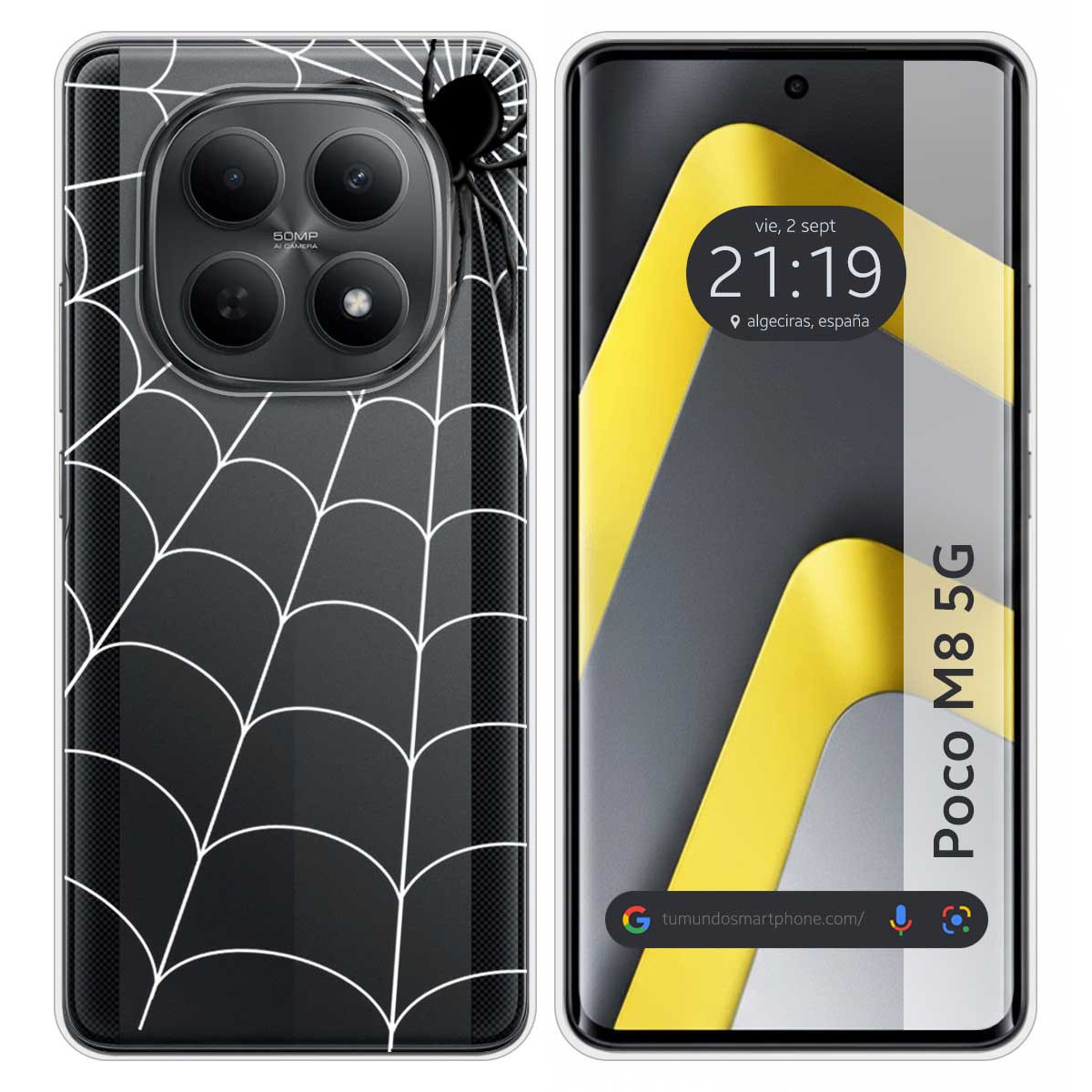 Funda Silicona Transparente para Xiaomi Poco M8 5G diseño Araña Dibujos