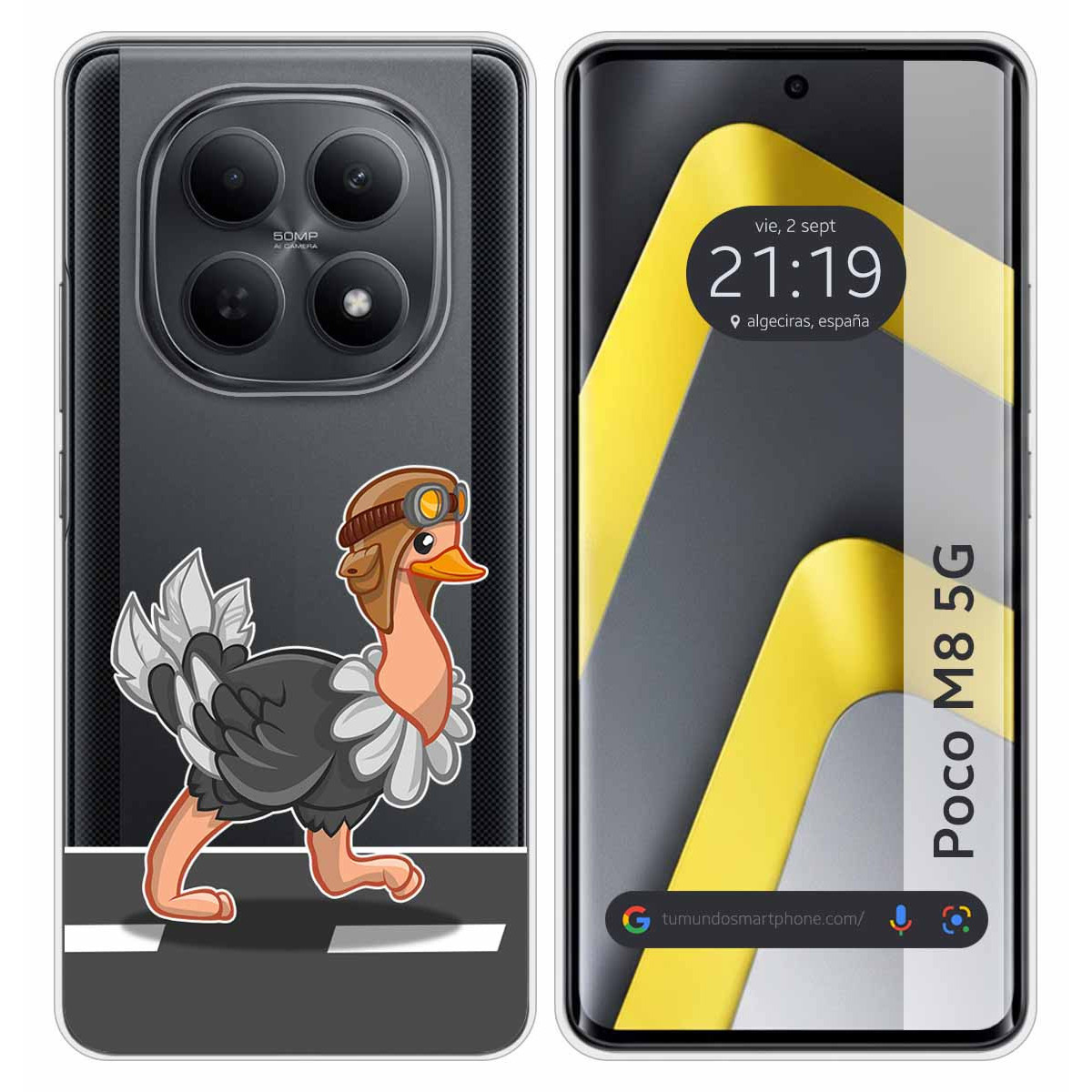 Funda Silicona Transparente para Xiaomi Poco M8 5G diseño Avestruz Dibujos