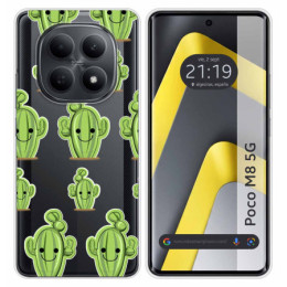 Funda Silicona Transparente para Xiaomi Poco M8 5G diseño Cactus Dibujos