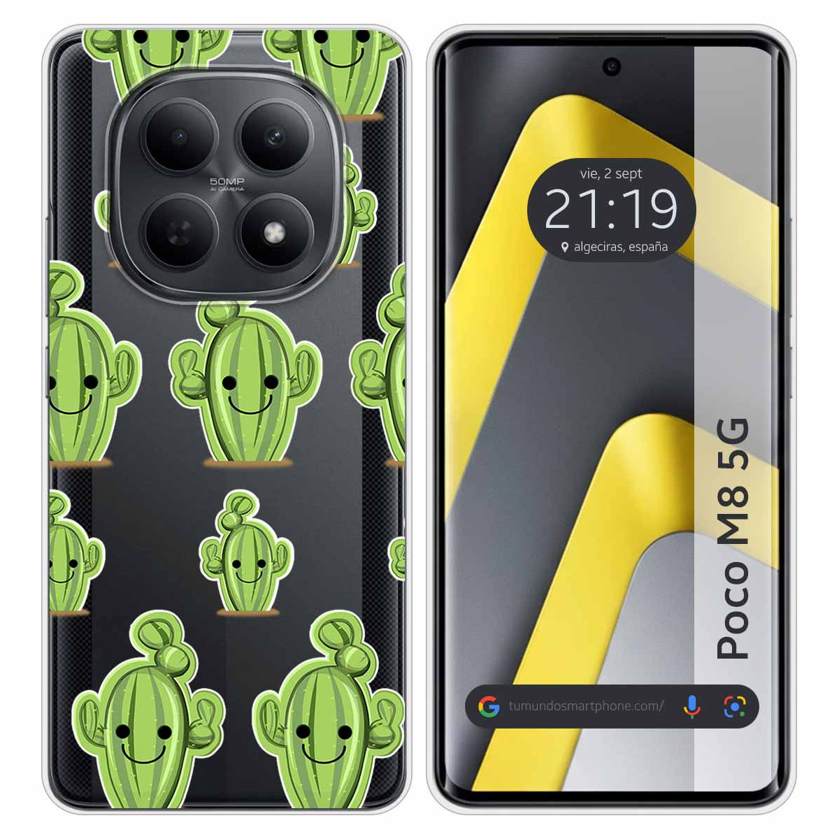 Funda Silicona Transparente para Xiaomi Poco M8 5G diseño Cactus Dibujos