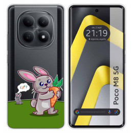 Funda Silicona Transparente para Xiaomi Poco M8 5G diseño Conejo Dibujos