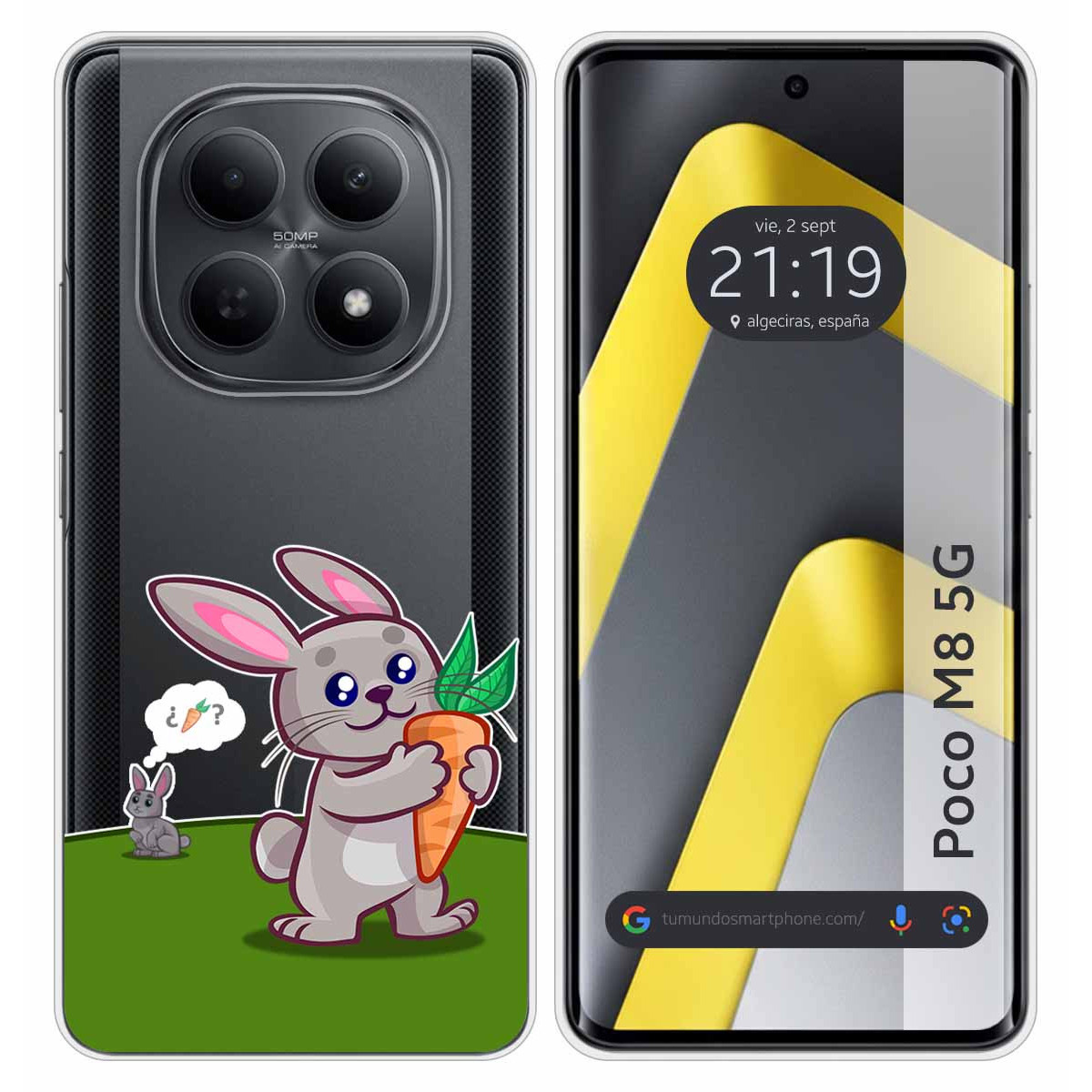 Funda Silicona Transparente para Xiaomi Poco M8 5G diseño Conejo Dibujos