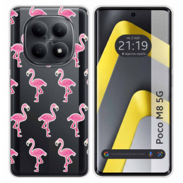 Funda Silicona Transparente para Xiaomi Poco M8 5G diseño Flamenco Dibujos