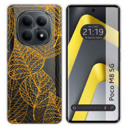 Funda Silicona Transparente para Xiaomi Poco M8 5G diseño Hojas Dibujos