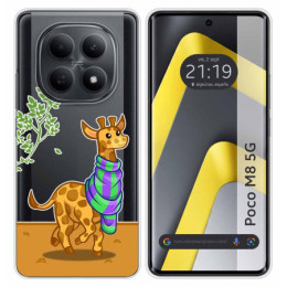 Funda Silicona Transparente para Xiaomi Poco M8 5G diseño Jirafa Dibujos