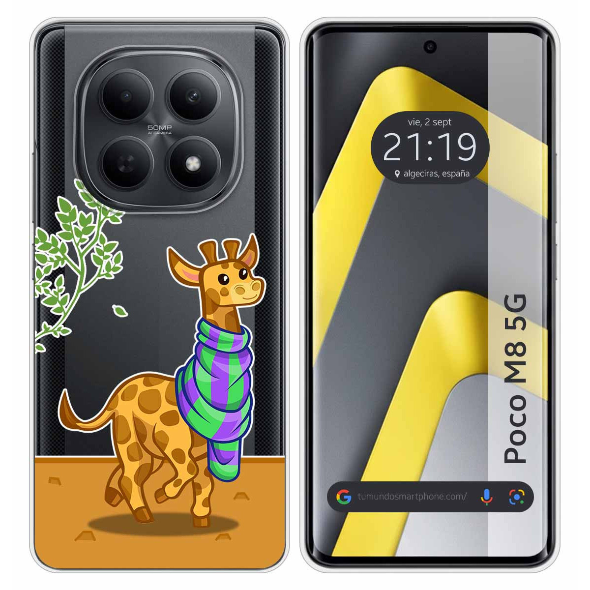 Funda Silicona Transparente para Xiaomi Poco M8 5G diseño Jirafa Dibujos