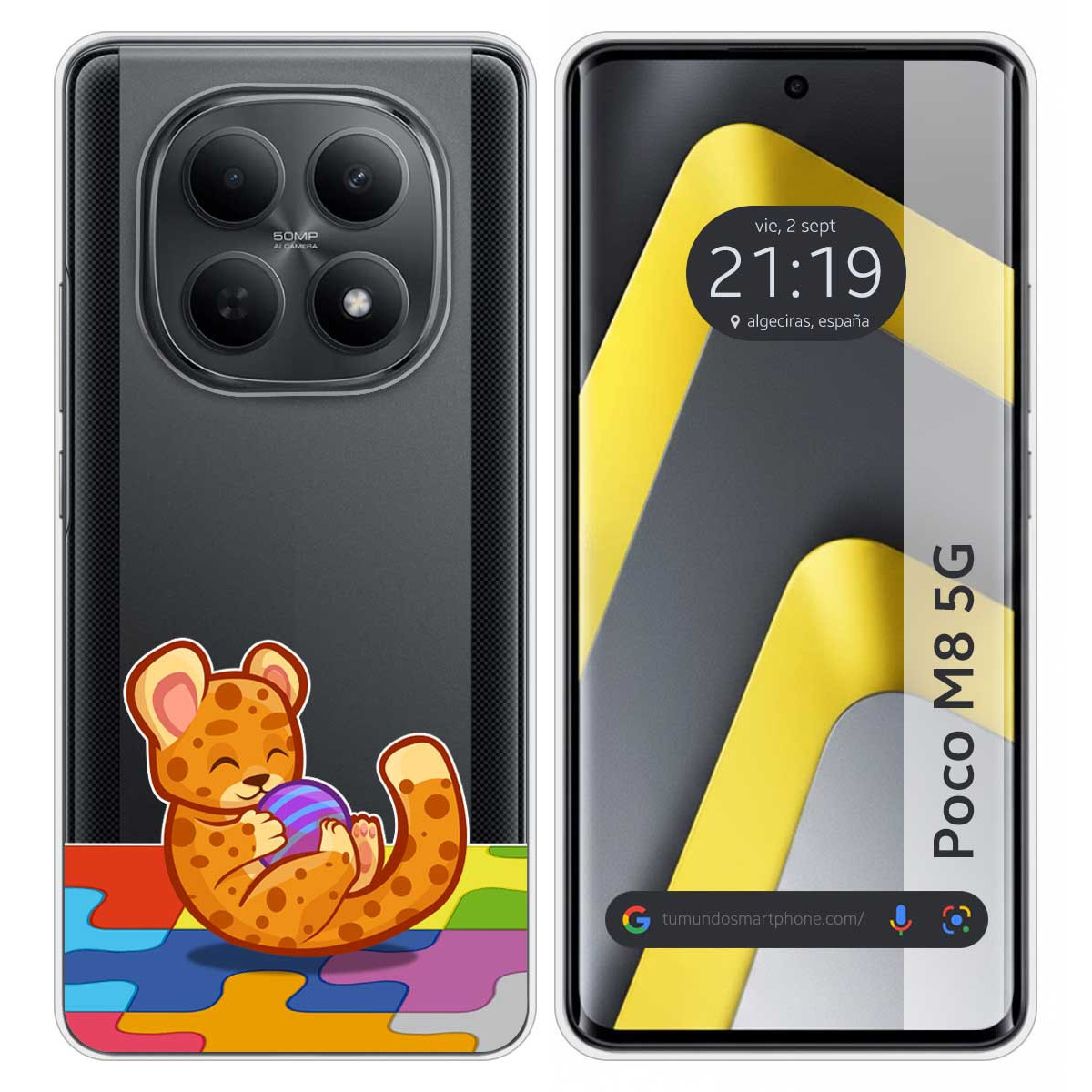 Funda Silicona Transparente para Xiaomi Poco M8 5G diseño Leopardo Dibujos