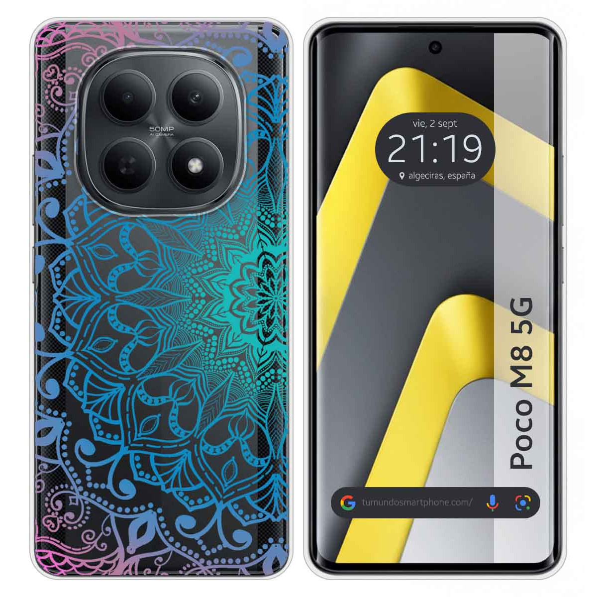 Funda Silicona Transparente para Xiaomi Poco M8 5G diseño Mandala Dibujos