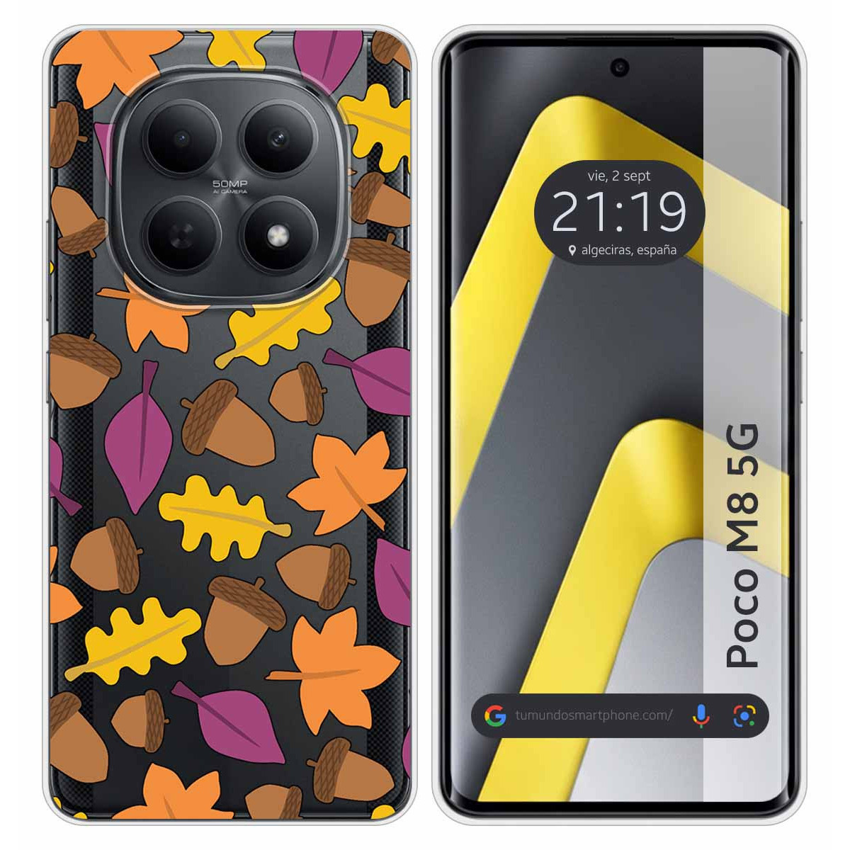 Funda Silicona Transparente para Xiaomi Poco M8 5G diseño Otoño Dibujos