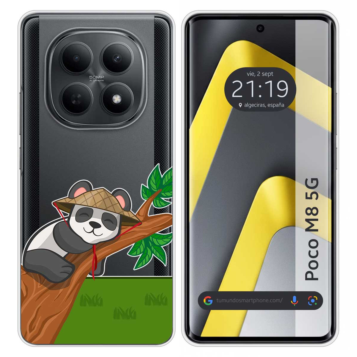 Funda Silicona Transparente para Xiaomi Poco M8 5G diseño Panda Dibujos