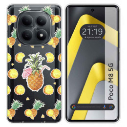 Funda Silicona Transparente para Xiaomi Poco M8 5G diseño Piña Dibujos
