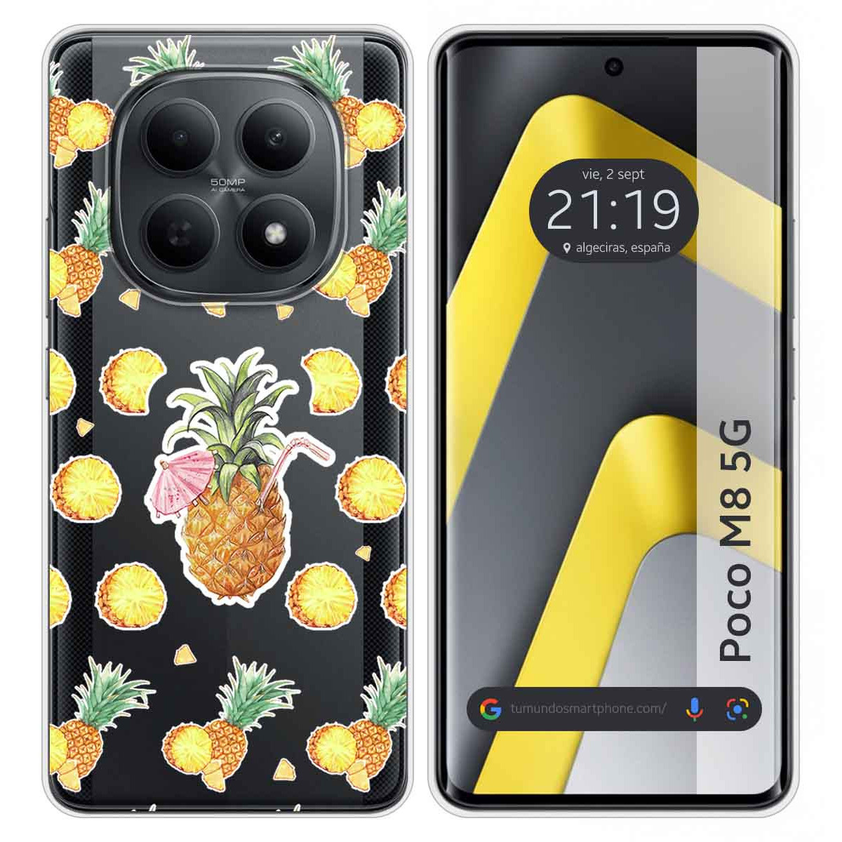 Funda Silicona Transparente para Xiaomi Poco M8 5G diseño Piña Dibujos