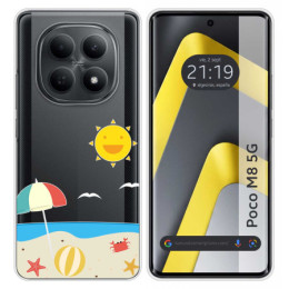 Funda Silicona Transparente para Xiaomi Poco M8 5G diseño Playa Dibujos