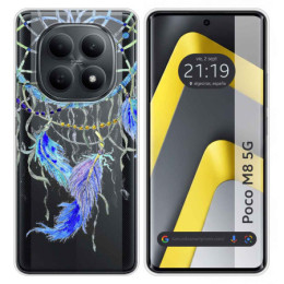 Funda Silicona Transparente para Xiaomi Poco M8 5G diseño Plumas Dibujos