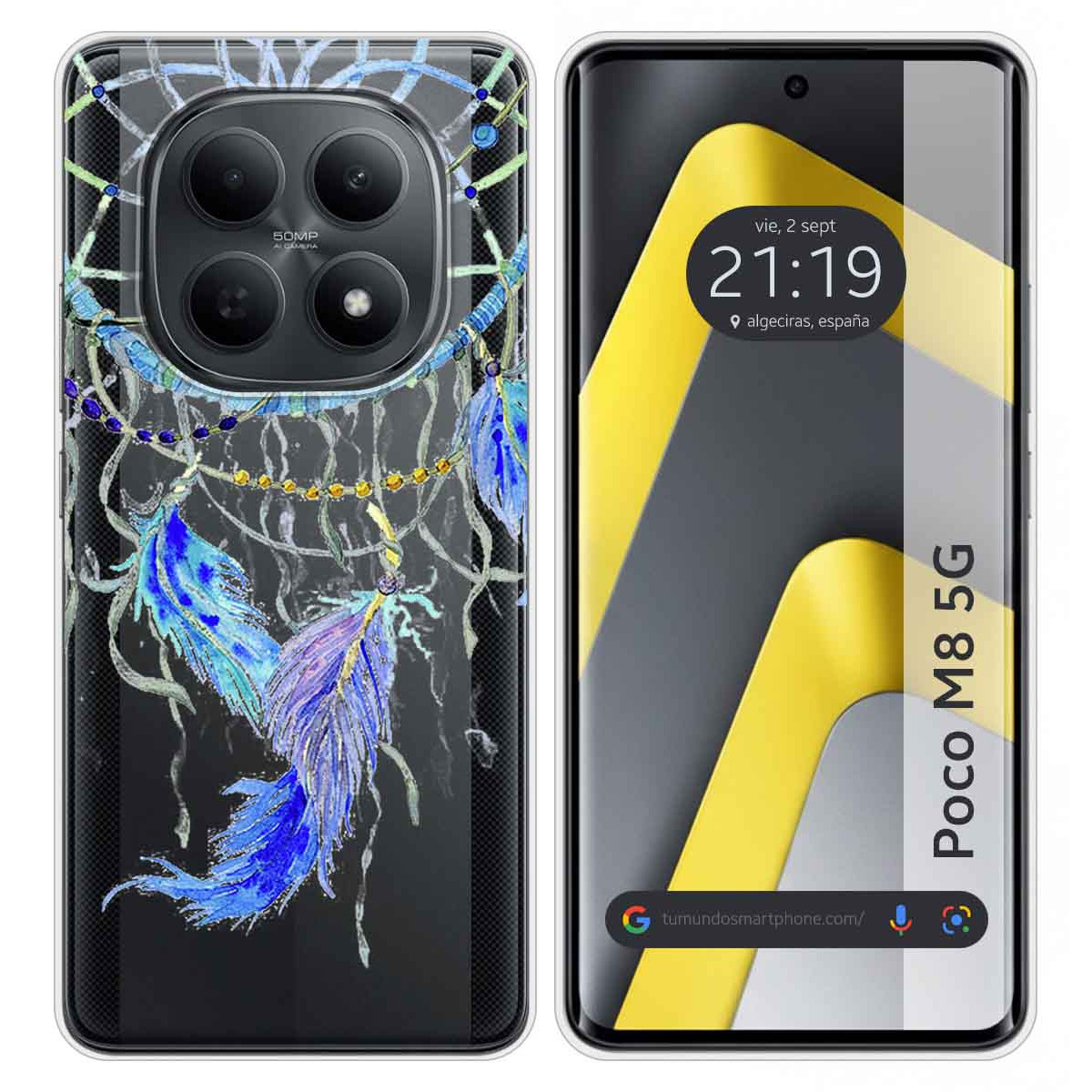 Funda Silicona Transparente para Xiaomi Poco M8 5G diseño Plumas Dibujos