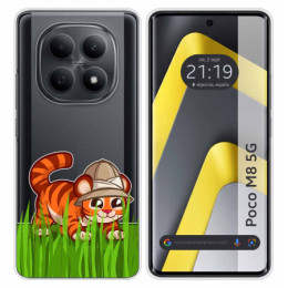 Funda Silicona Transparente para Xiaomi Poco M8 5G diseño Tigre Dibujos