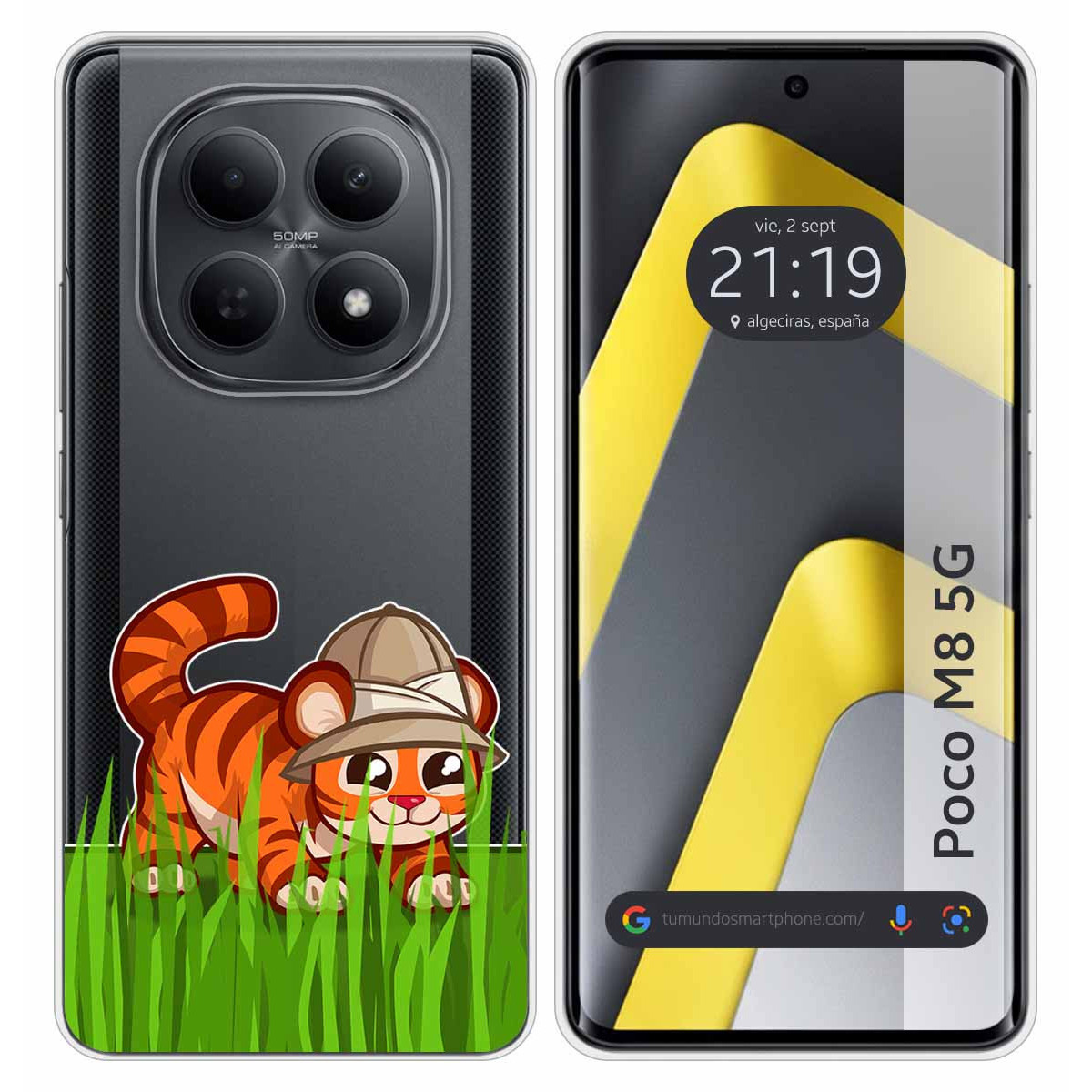 Funda Silicona Transparente para Xiaomi Poco M8 5G diseño Tigre Dibujos
