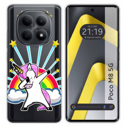 Funda Silicona Transparente para Xiaomi Poco M8 5G diseño Unicornio Dibujos