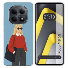 Funda Silicona para Xiaomi Poco M8 5G diseño Mujer 04 Dibujos