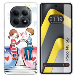 Funda Silicona para Xiaomi Poco M8 5G diseño Café Dibujos
