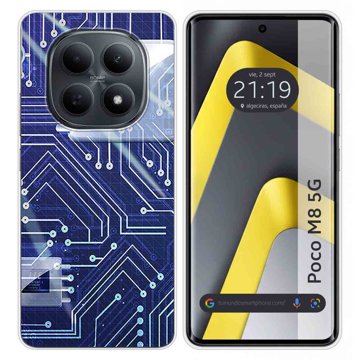 Funda Silicona para Xiaomi Poco M8 5G diseño Circuito Dibujos