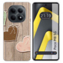 Funda Silicona para Xiaomi Poco M8 5G diseño Corazones Madera Dibujos
