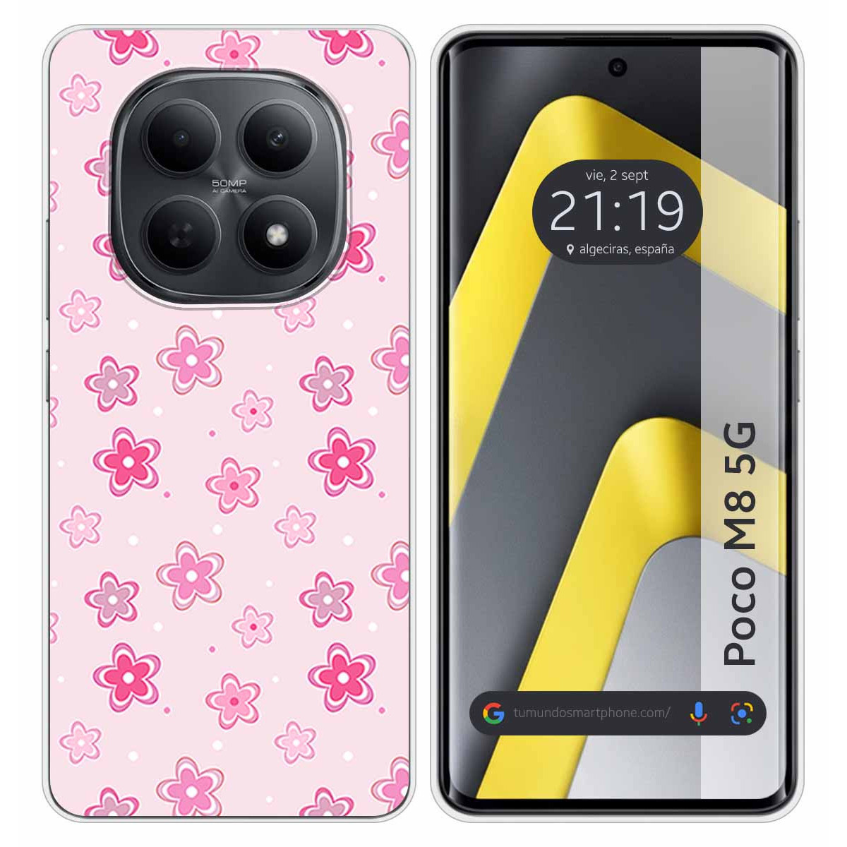 Funda Silicona para Xiaomi Poco M8 5G diseño Flores Dibujos