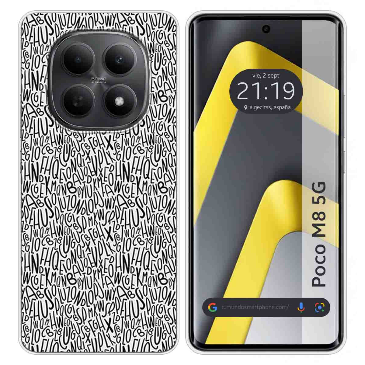 Funda Silicona para Xiaomi Poco M8 5G diseño Letras Dibujos