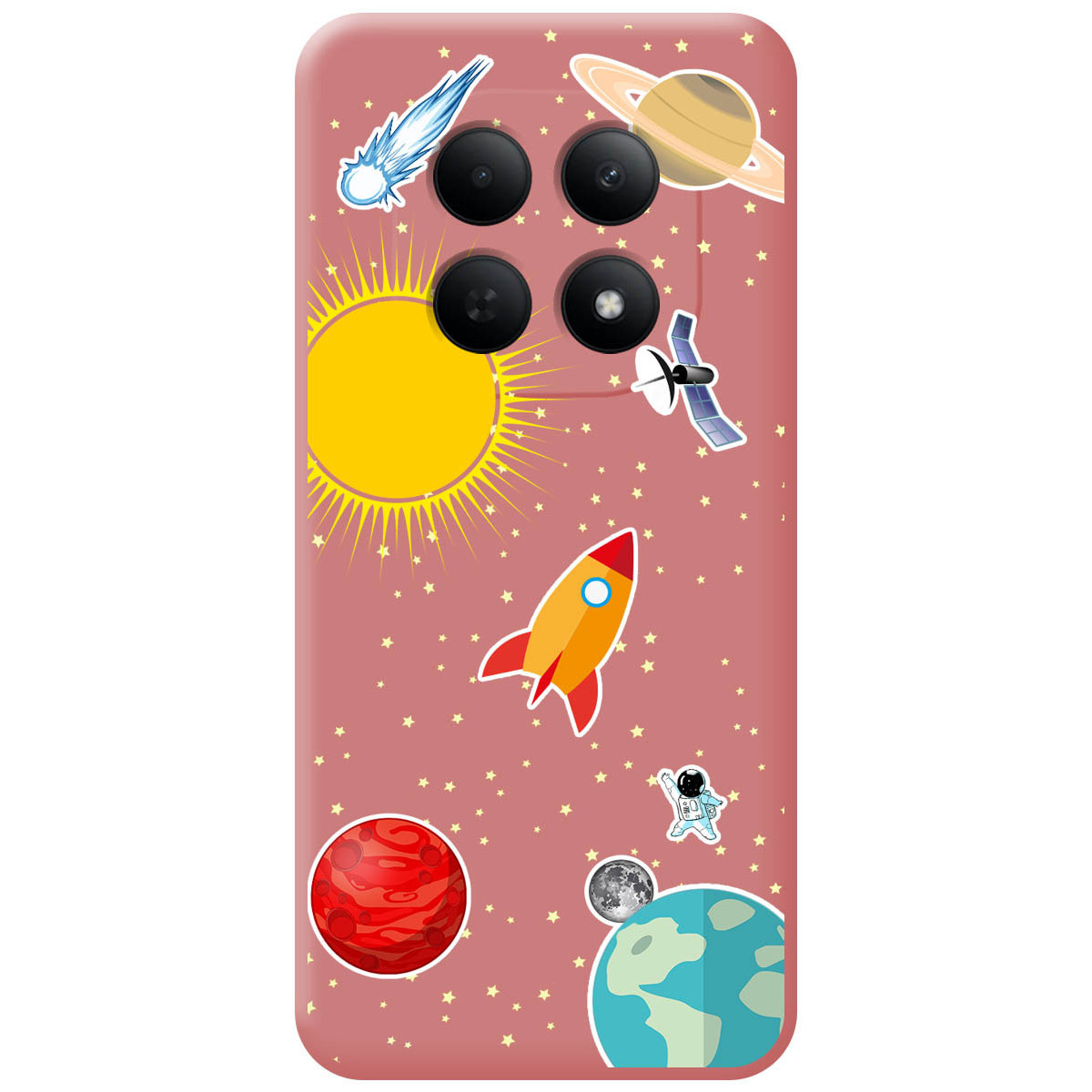 Funda Silicona Líquida Rosa para Xiaomi Poco M8 5G diseño Espacio Dibujos
